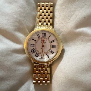 Michele Gold and White Women's Watch